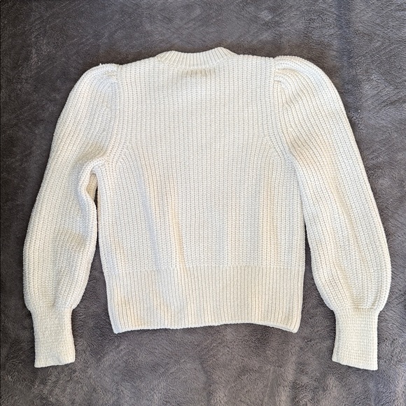 H&M Women’s Sweater Long Puff Sleeves Off White Medium - Picture 2 of 9